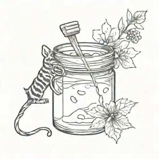 Jar Of Honey And A Dog Paw Print