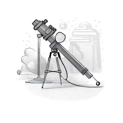 Cartoon Figure Using A Telescope