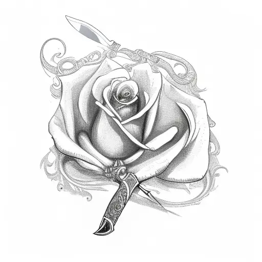 A Knife With A Cobra And A Rose Wrapped Around The Blade