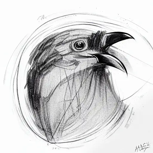 The Head Of A Crow With An Open Beak