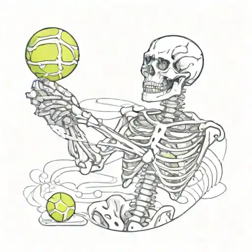 Skeleton Serving A Tennis Ball