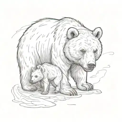 A Bear With A Bear Cub