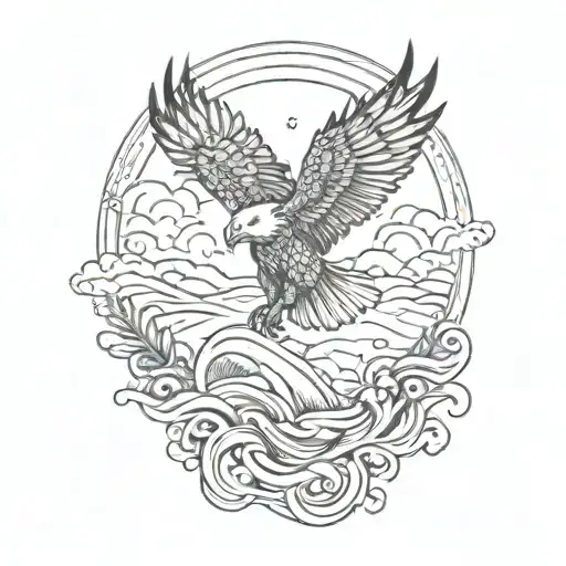 Eagle Catching Salmon Jumping No Background Symbolizing