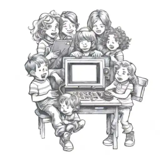 Polaroid Picture Of A Family With 6 Kids Playing Video Games