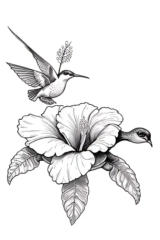 Flower Hibiscus Turtle Colibri Flying