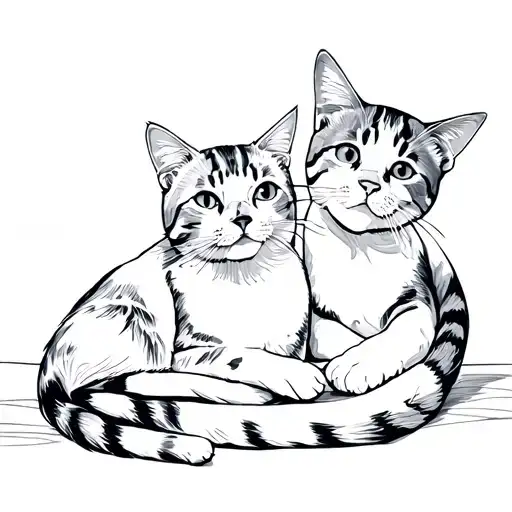 Fine Line Cats Lounging