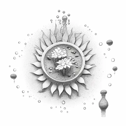 Plant With Water Splash In Background Negative