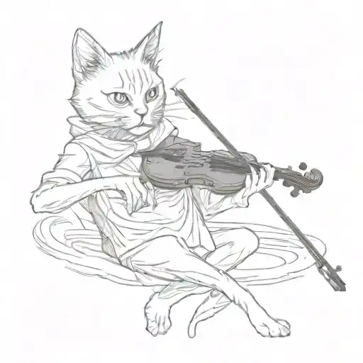 Black Cat Wearing A Ghost Costume Playing The Violin
