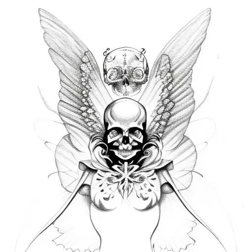 Butterfly With Angel And Skull As Wings
