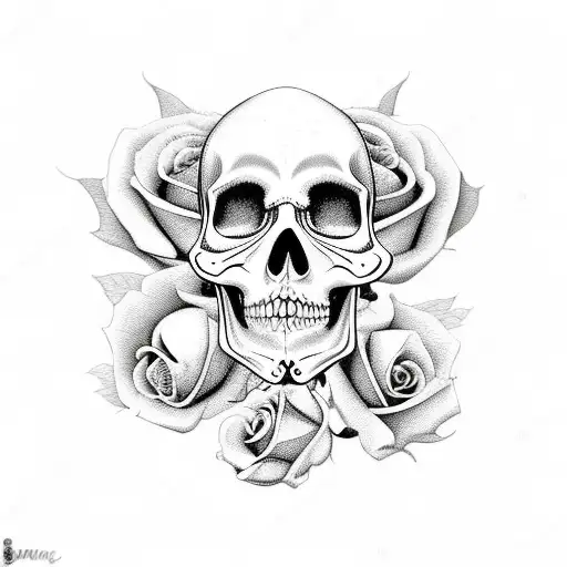 Mexican Skull Female With Roses