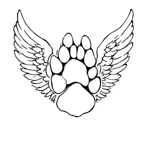 Paw Print With Angel Wings Flying