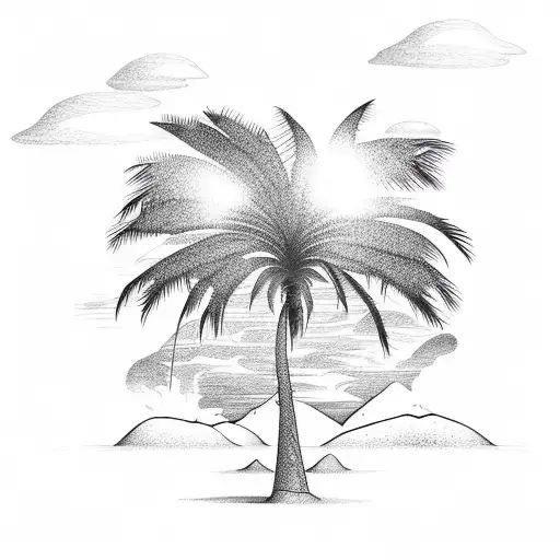 Beach Palm Tree Forest Mountains Sun