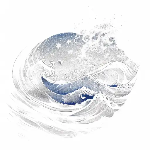 Ocean Wave With Starry Night Wind