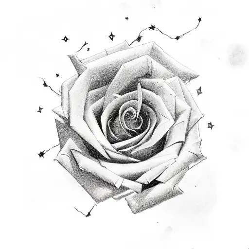 Burning Rose With Nightsky Embers