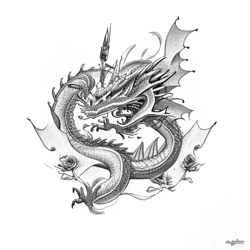Dragon With Roses