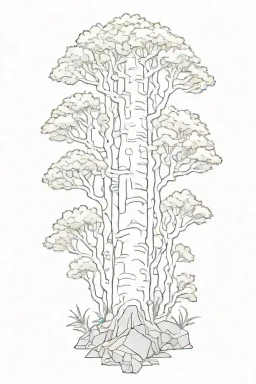 White Birch Tree Sun Rays White Quartz Rocks