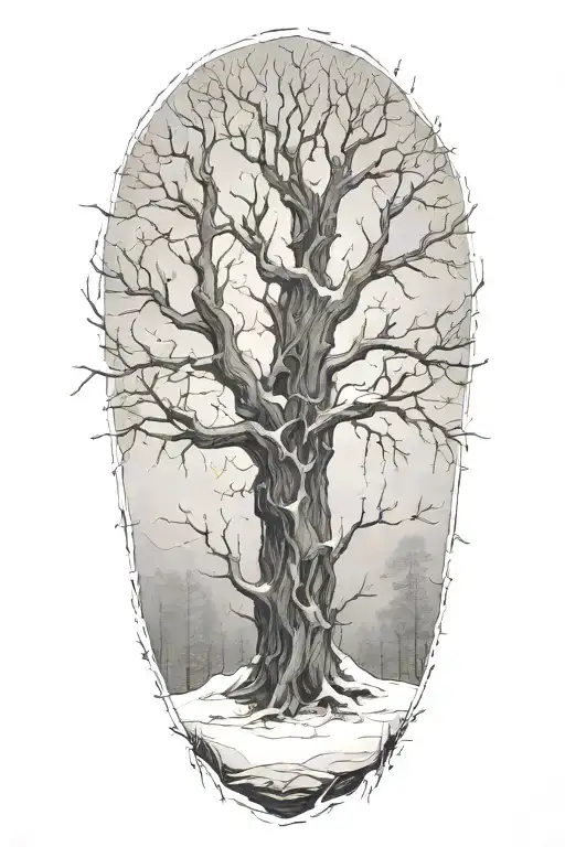 Dying Tree In A Snow Storm