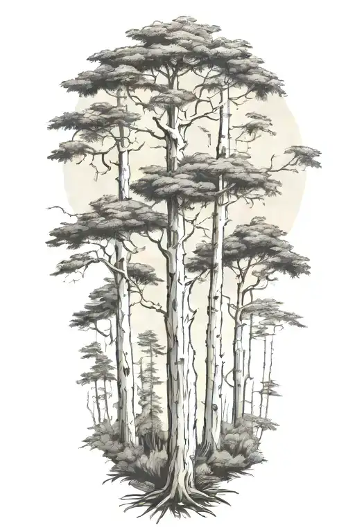 White Birch Palm Tree Redwood Maple Cypress