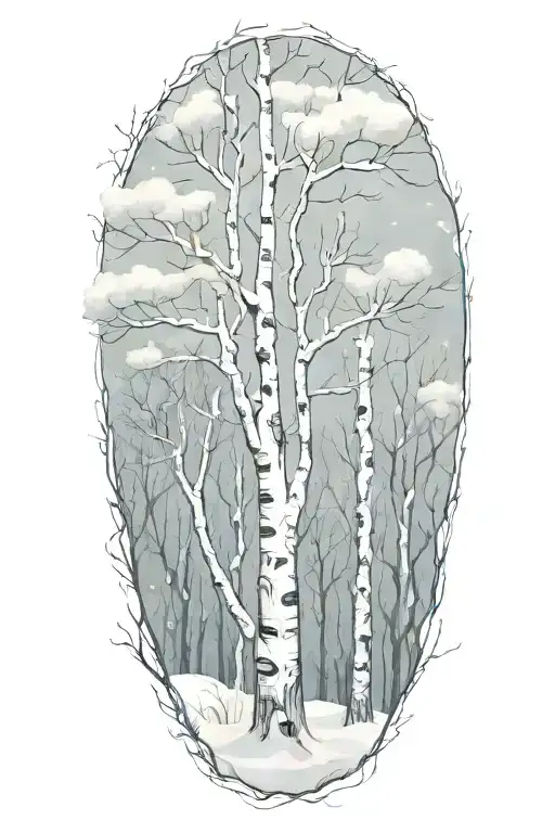 White Birch Tree Winter Snow Storm Erie