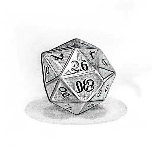 D20 Dice With Flames