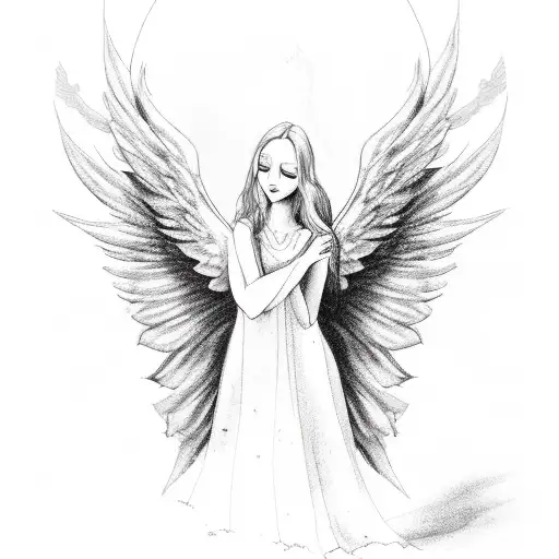 An Angel Embracing Arm With His Wings