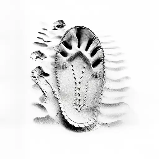 Footprints In Sand On Beach