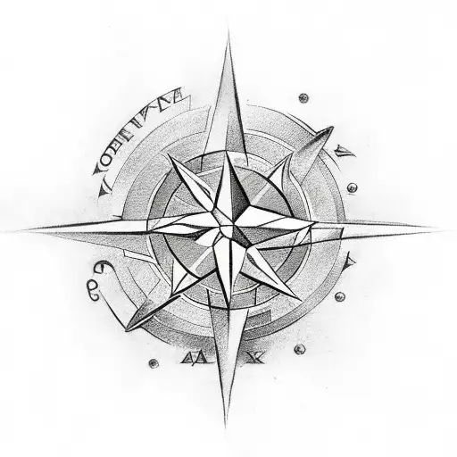 Wind Rose With One Quarter Made Of Watch Face Woth Roman Numerals