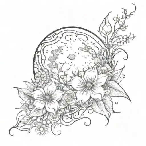 Moon And Flower Intertwined