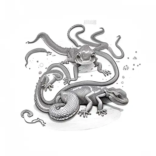 A Baby Boy And Toddler Girl With Curly Hair Playing With Ball Python And Gecko