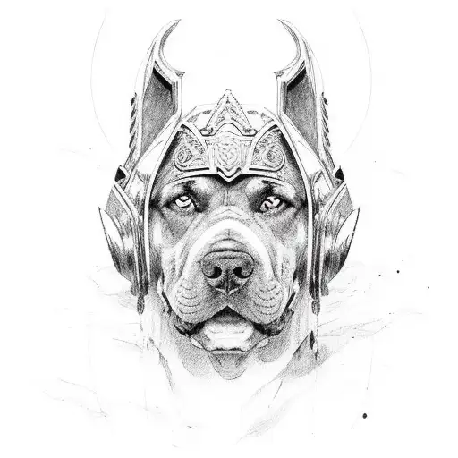Cane Corso And A Warrior