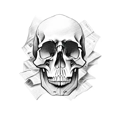 News Paper And Skull