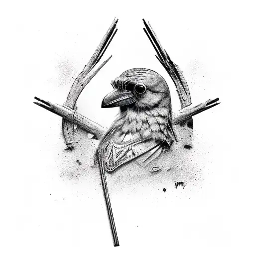 Dead Crow Crucified On Cross