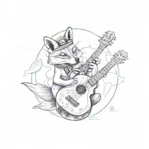 A Fox Playing A Guitar With A Background Of Limes And Tacos