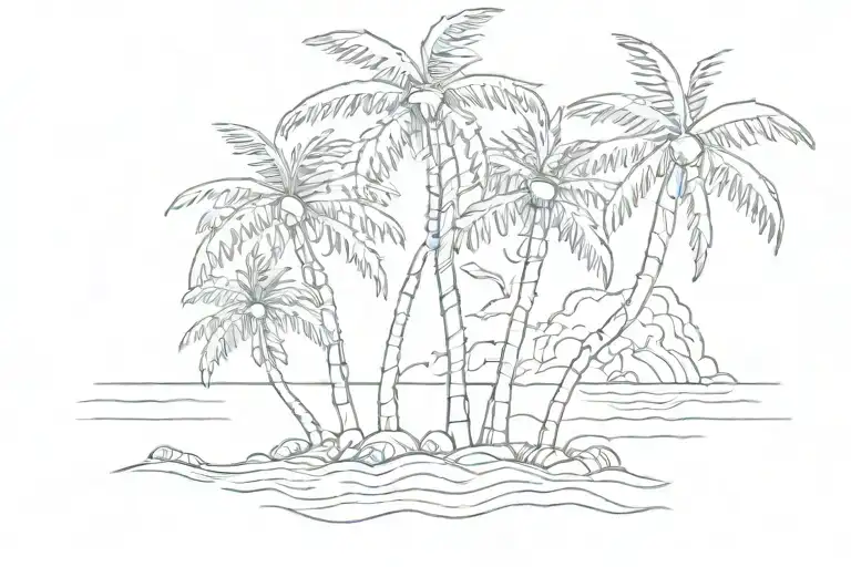 Palm Tree And Sea In Ground