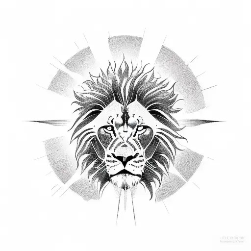 Praying Hands In Front Of Sun While Lion Attacking