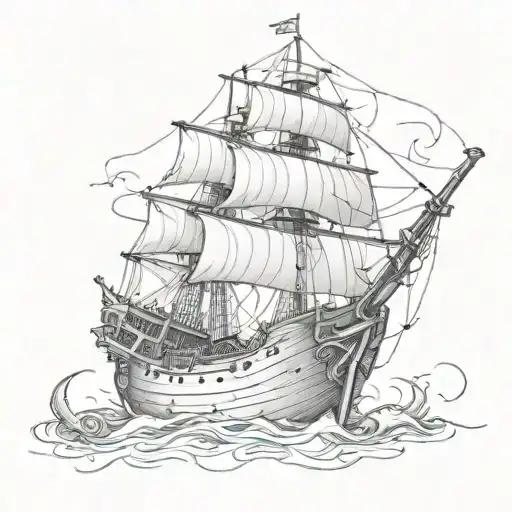 A Pirate Ship's Rudder With An Anchor Through It