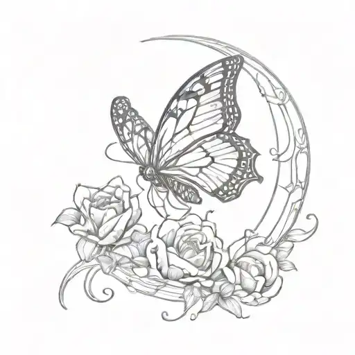 Butterfly And Moon