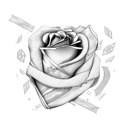 Broken Heart Wrapped In Bandages With Roses Growing From It