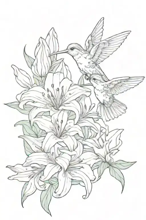 Flower Bouquet With Easter Lilies And A Hummingbird With Grandma On It