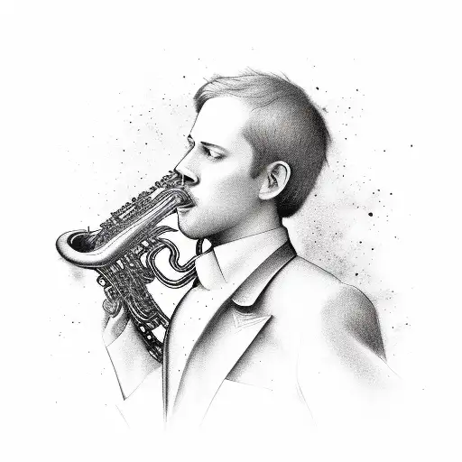 Saxophone With Roman Numerals Coming Out Of It