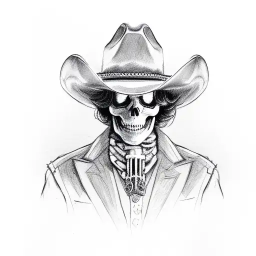 Skeleton Wearing Cowboy Hat And Wearingcowboy Boots
