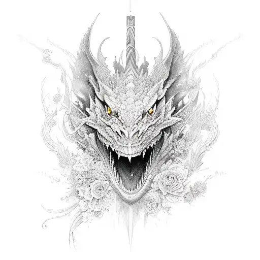 Anime Dragon With Flowers