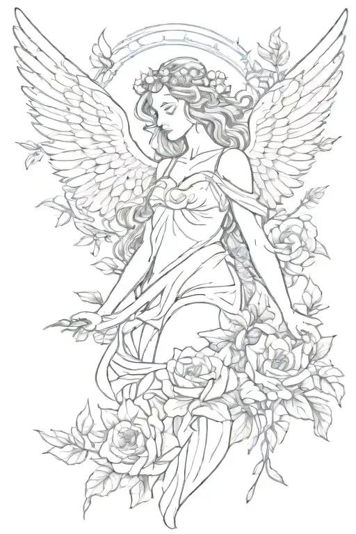 Angel And Flowers