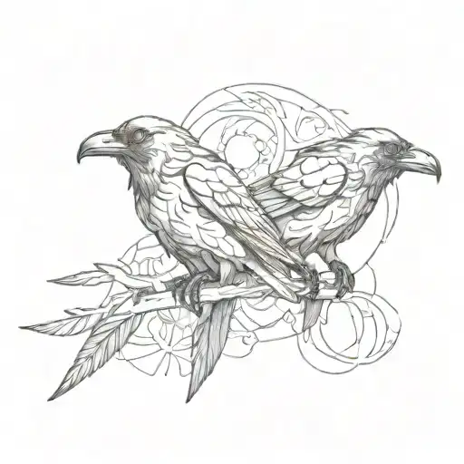 One Raven With Two Heads Standing