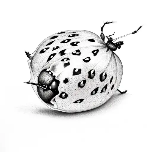 Ladybug On A Pomegranate