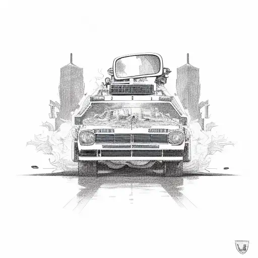 Police Car Destroyed And Burning