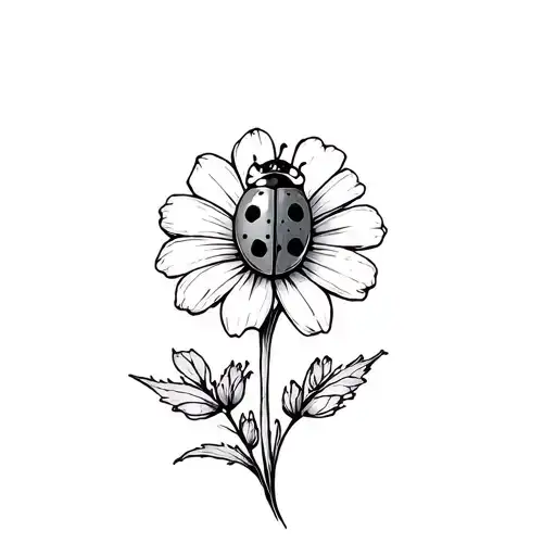 Flower Of The Fields With A Ladybug