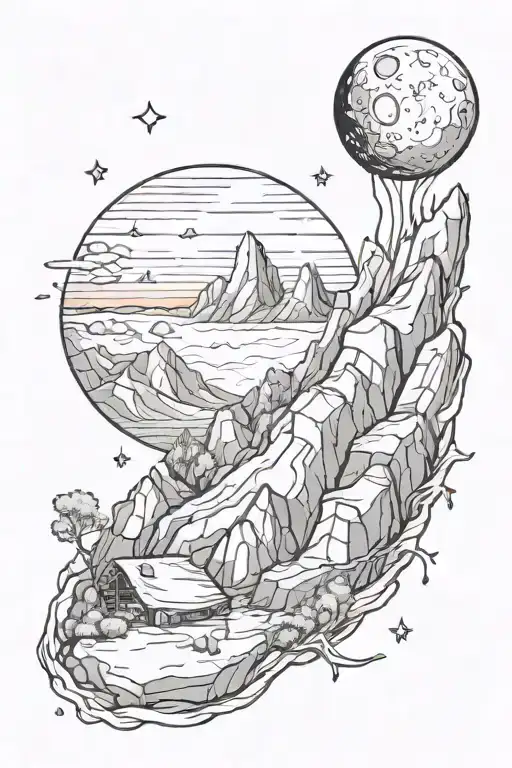 Moon And Small Rock Represent Our Child