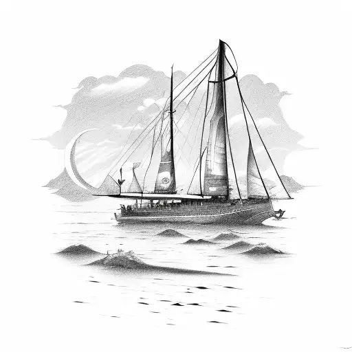 Sailboat Downwind Into The Sunset