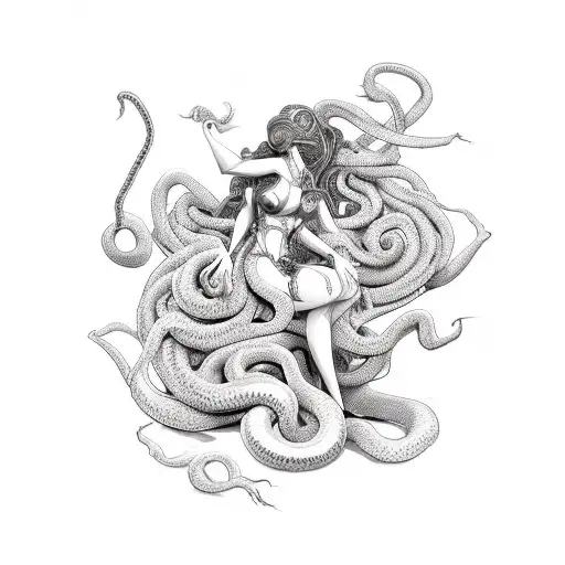 Sexy Evil Curvy Medusa With Long Tail